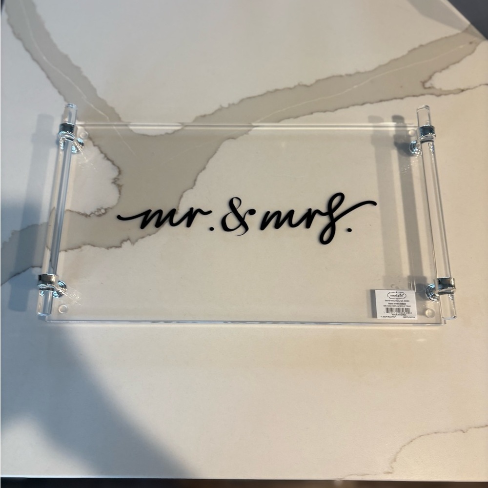 Mud Pie Clear Acrylic Tray with Black Script